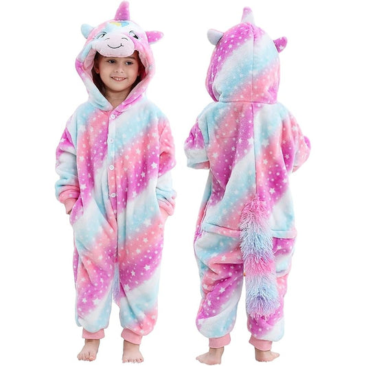 MICHLEY Kids Starry Night Unicorn Flannel Halloween Cosplay Pajamas