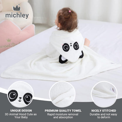 MICHLEY Panda Bamboo Viscose Baby Hooded Towel Ultra-Soft