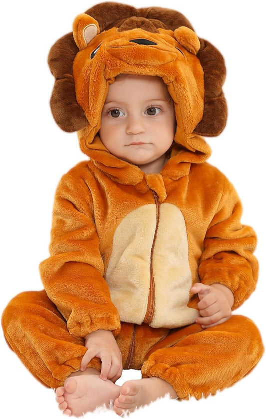 MICHLEY Baby Lion Hooded Romper Infant Toddler Animal Costume Jumpsuit