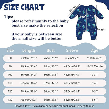 MICHLEY Toddler Flannel Sleeping Sack with Feet Blue Dinosaur Print Wearable Blanket