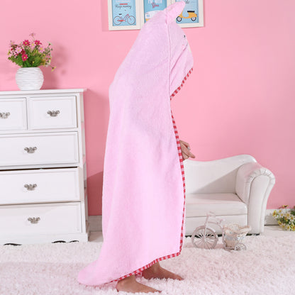 MICHLEY Baby Pink Bunny Hooded Bathrobe Soft Cotton Towel Robe