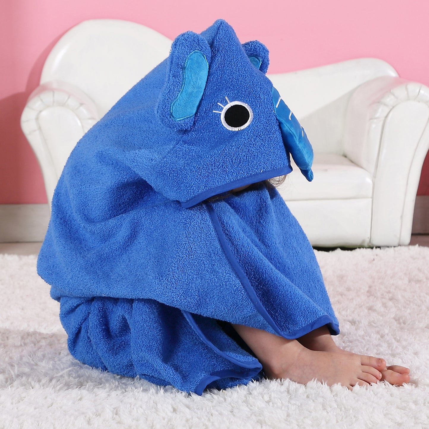 MICHLEY Baby Elephant Hooded Bathrobe Soft Cotton Towel Robe