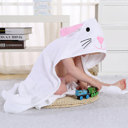 MICHLEY Baby White Bunny Hooded Bathrobe Premium Cotton Towel Robe