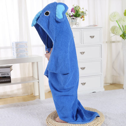 MICHLEY Baby Elephant Hooded Bathrobe Soft Cotton Towel Robe