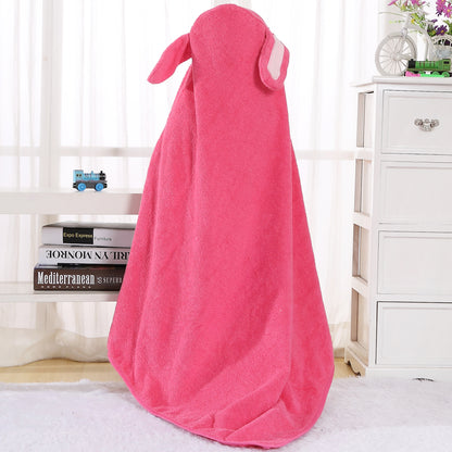 MICHLEY Baby Rose Pink Bunny Hooded Bathrobe Soft Cotton Towel Robe
