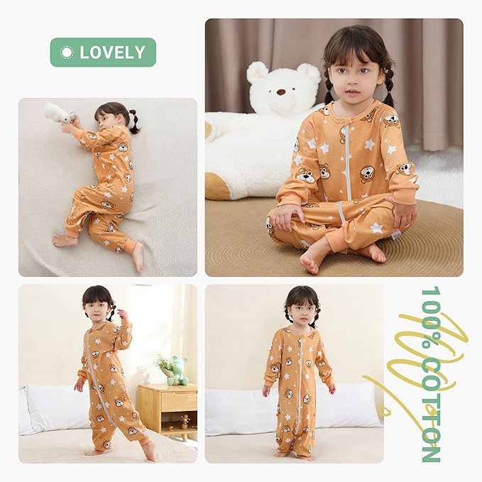 MICHLEY Brown Bear Toddler Long Sleeve Cotton Sleeping Bag