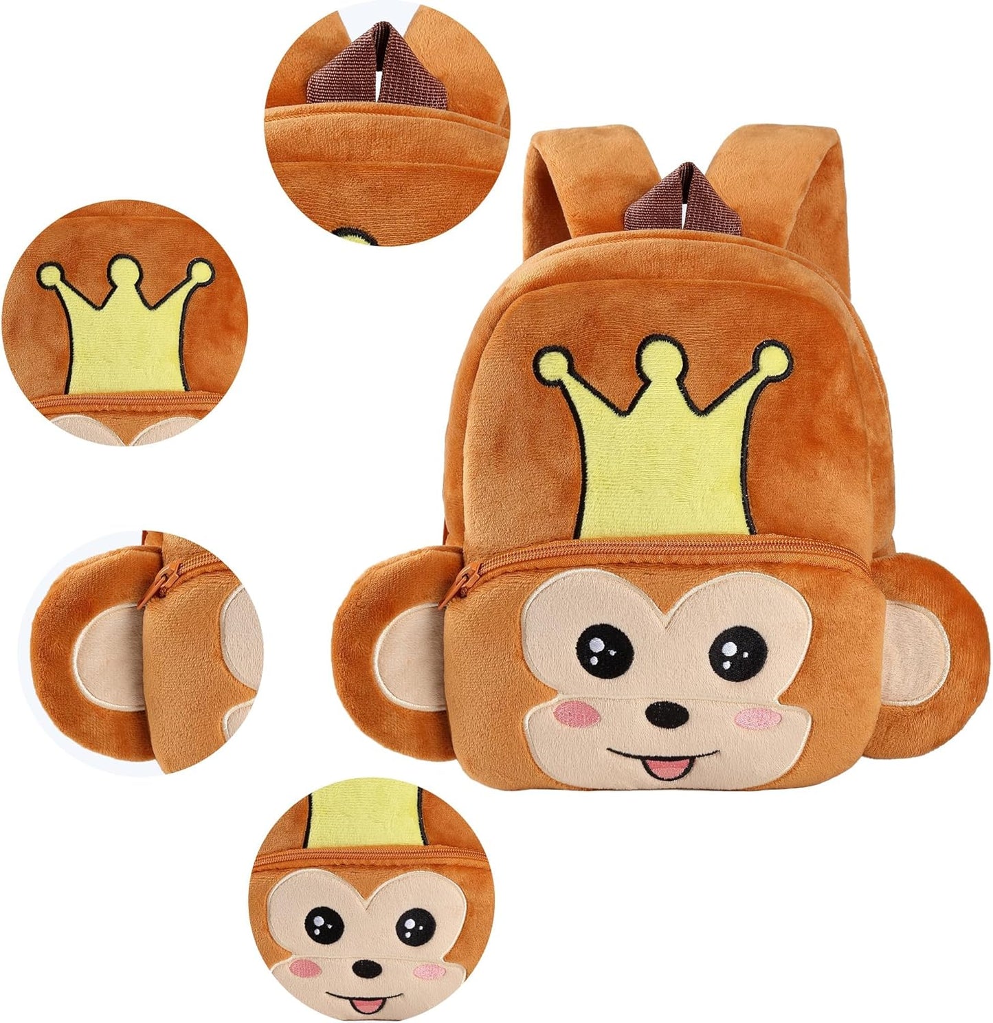 MICHLEY Kids Cute Crown Monkey Animal Backpack Mini Daycare Travel Bag