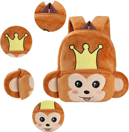 MICHLEY Kids Cute Crown Monkey Animal Backpack Mini Daycare Travel Bag