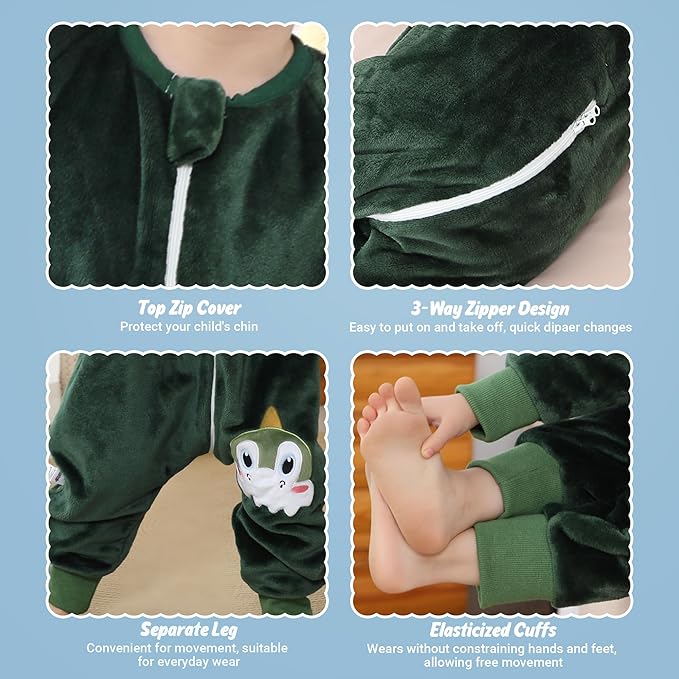 MICHLEY Kids Unicorn Dinosaur Sleeping Bag – Flannel Wearable Pajamas
