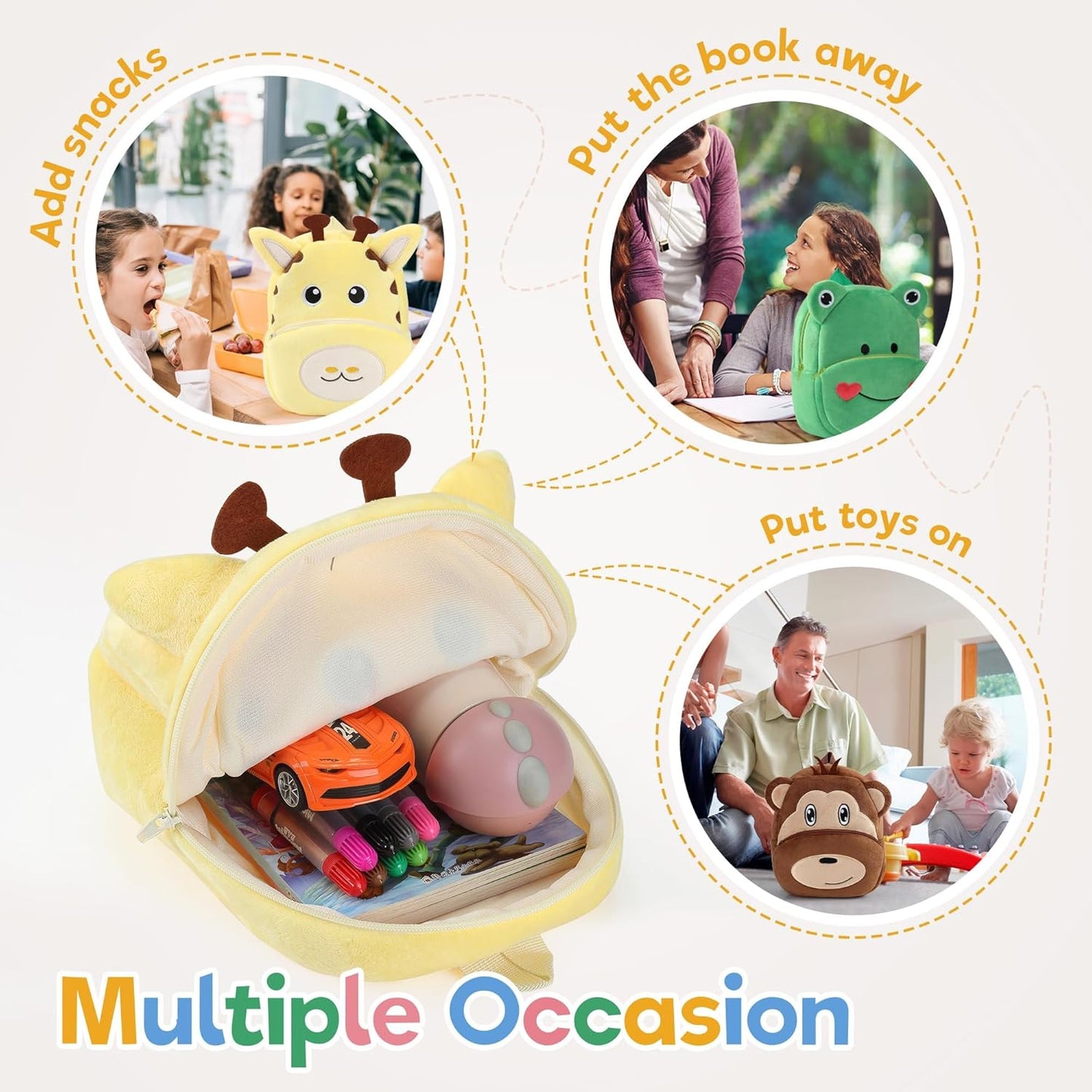 MICHLEY Kids Giraffe Plush Animal Backpack Soft Kindergarten School Bag