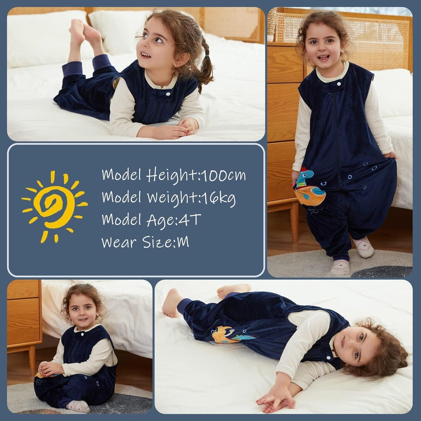 MICHLEY Dragon Toddler Sleeveless Sleeping Bag Winter Polyester Wearable Blanket