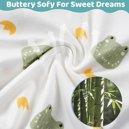 MICHLEY Kids Bamboo Viscose Pajamas Set Soft Stretchy Sleepwear (Frog)