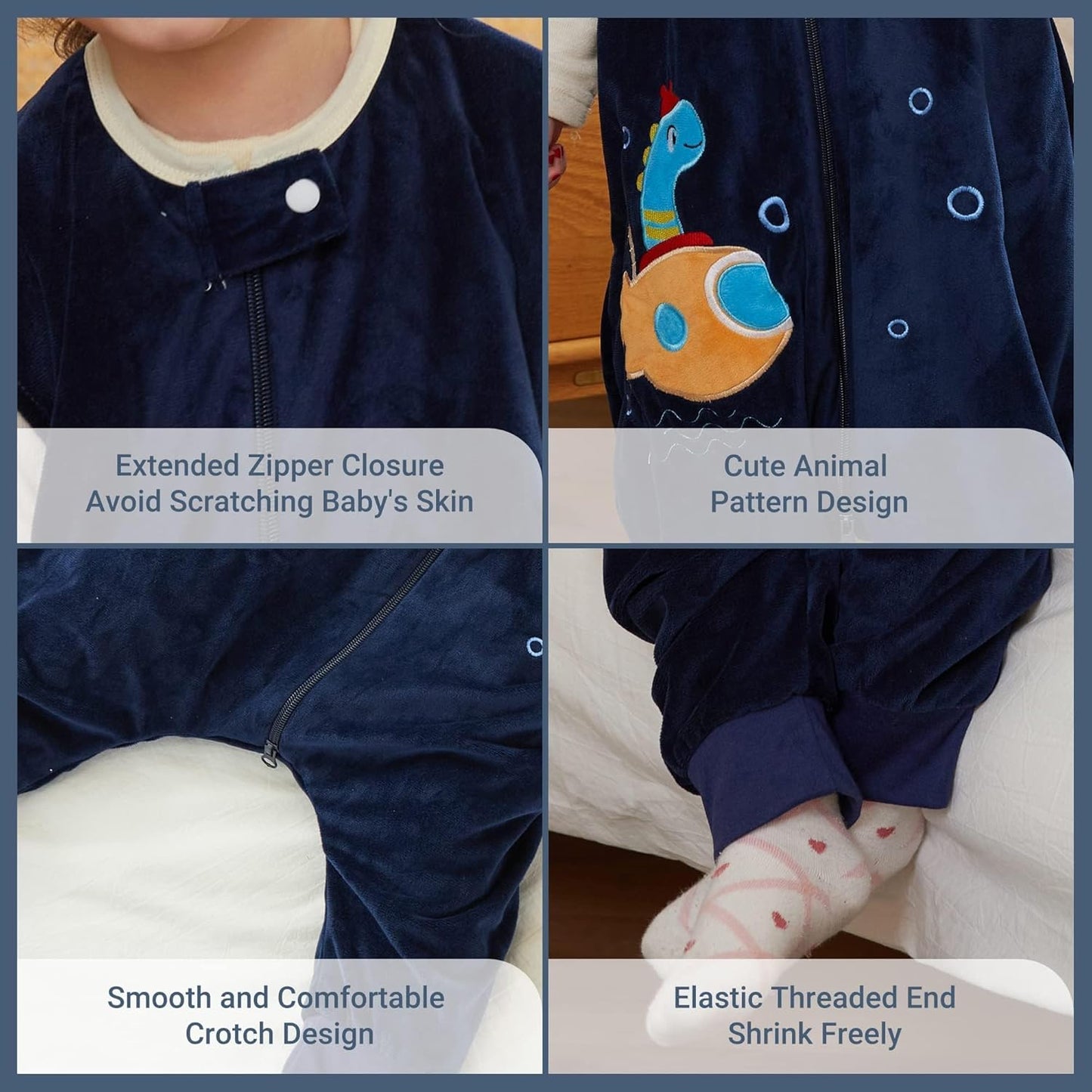 MICHLEY Dragon Toddler Sleeveless Sleeping Bag Winter Polyester Wearable Blanket