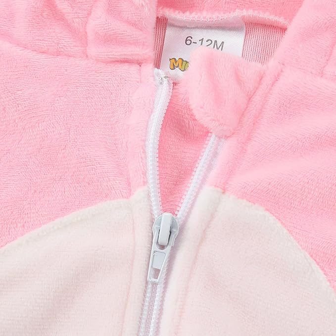MICHLEY Baby Sleeveless Pink Rabbit Animal Hooded Romper Easter Costume 0-24M