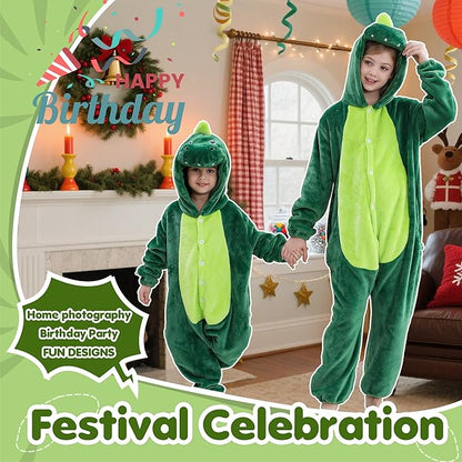 MICHLEY Kids Unicorn Dragon Hooded Romper Flannel Halloween Cosplay Pajamas