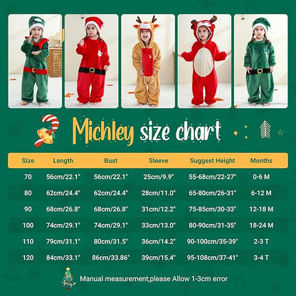 MICHLEY Baby Santa Claus Flannel Romper with Separate Christmas Hat Outfit Set