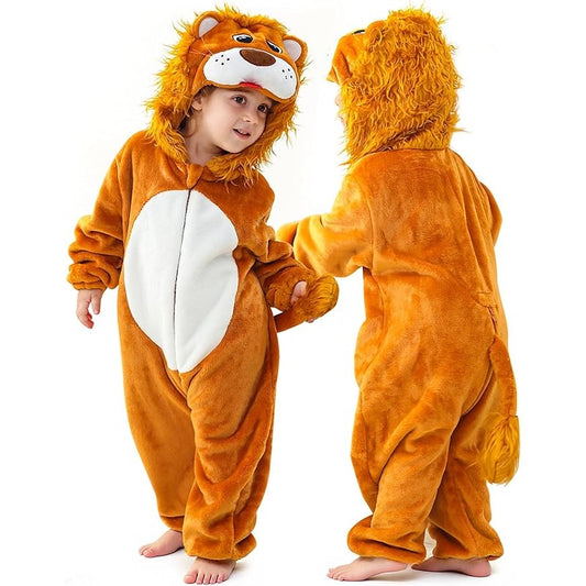 MICHLEY Baby Shaggy Lion Hooded Romper Soft Flannel Animal Costume