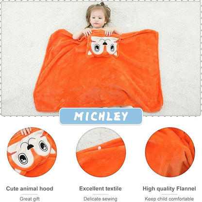 MICHLEY Baby Fox Hooded Swaddling Blanket Soft Winter Warm Throw