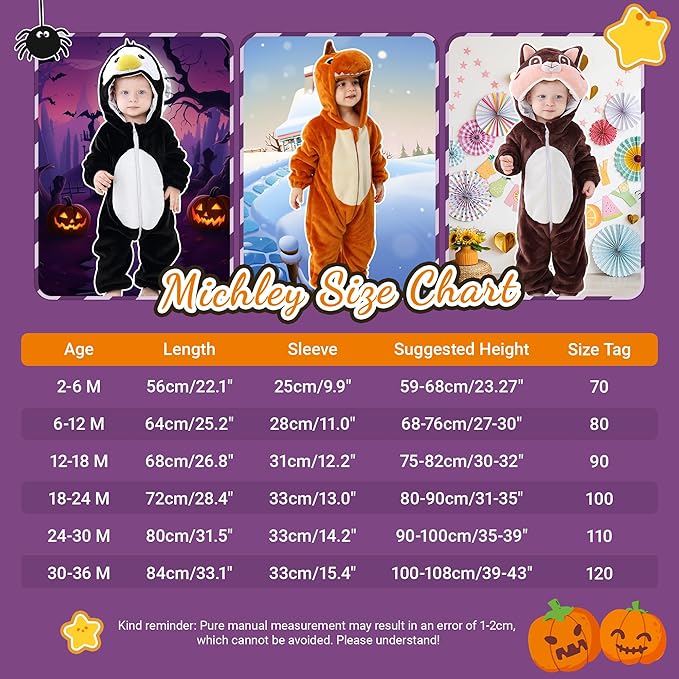 MICHLEY Orange Dragon Baby Costume Winter Flannel Hooded Romper