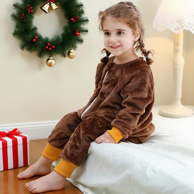 MICHLEY Brown Capybara Toddler Flannel Sleep Bag with Feet