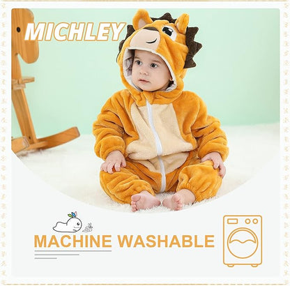 MICHLEY Hedgehog Baby Costume Winter Flannel Hooded Romper