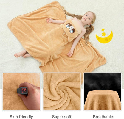 MICHLEY Large Raccoon Hooded Baby Towel Kids Swim Robe 31.5"x53"