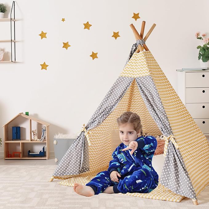 MICHLEY Navy Dino Toddler Flannel Sleeping Sack with Feet