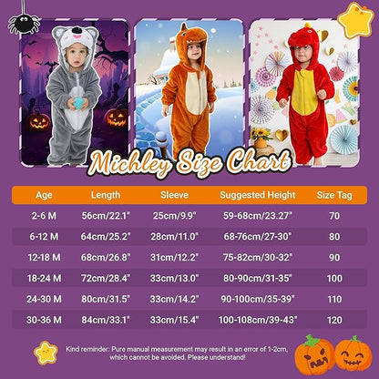 MICHLEY Grey Koala Baby Costume Winter Flannel Hooded Romper