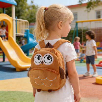 MICHLEY Kids Owl Plush Animal Backpack Soft Kindergarten School Bag