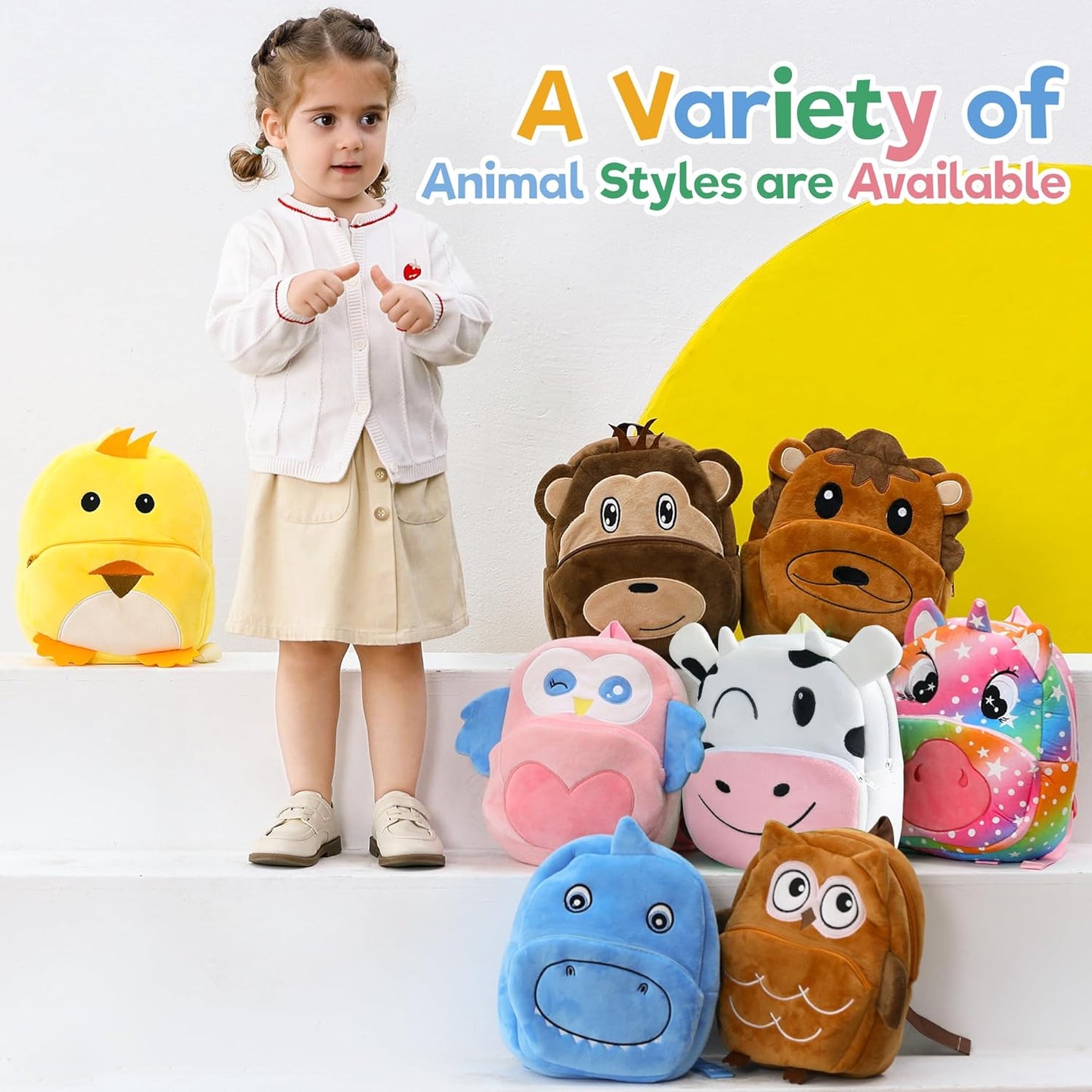 MICHLEY Kids Cow Plush Animal Backpack Soft Kindergarten School Bag