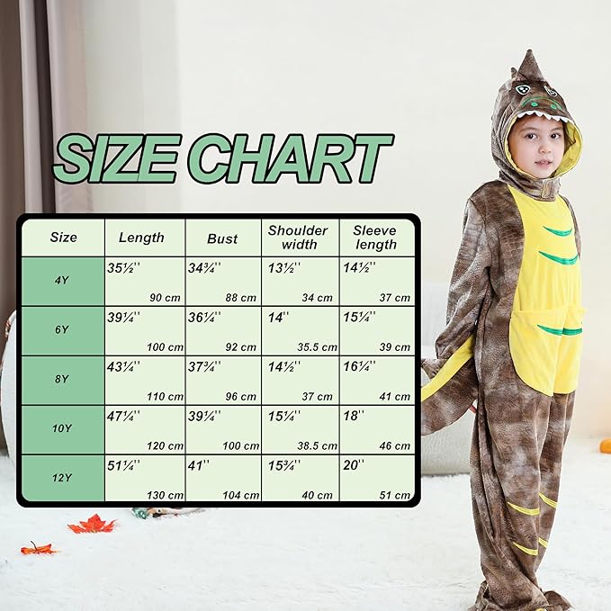MICHLEY Kids Brown Dinosaur Animal Cosplay Costume Soft Flannel Romper
