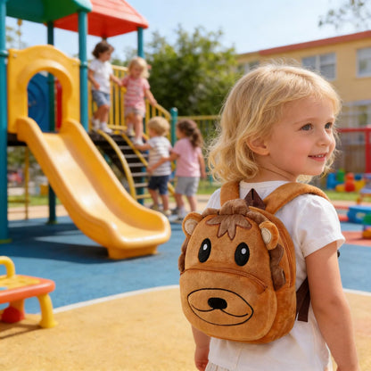 MICHLEY Kids Lion Plush Animal Backpack Soft Kindergarten School Bag