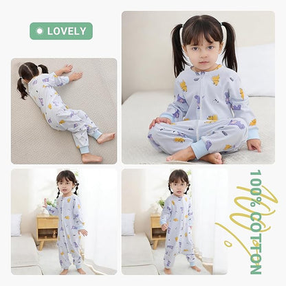 MICHLEY Purple Dinosaur Toddler Long Sleeve Cotton Sleeping Bag