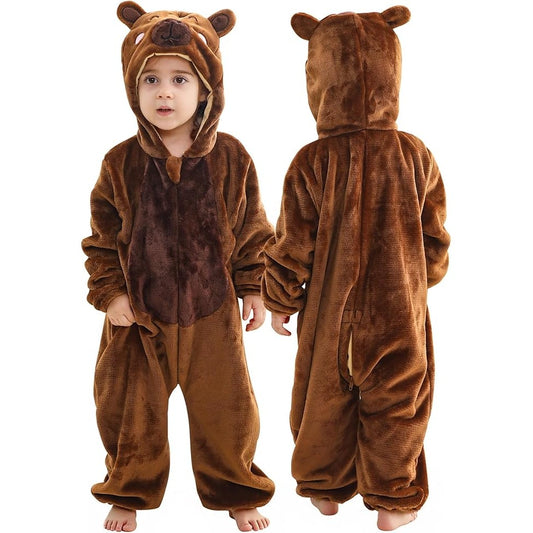 MICHLEY Kids Capybara Animal Cosplay Costume Soft Flannel Romper