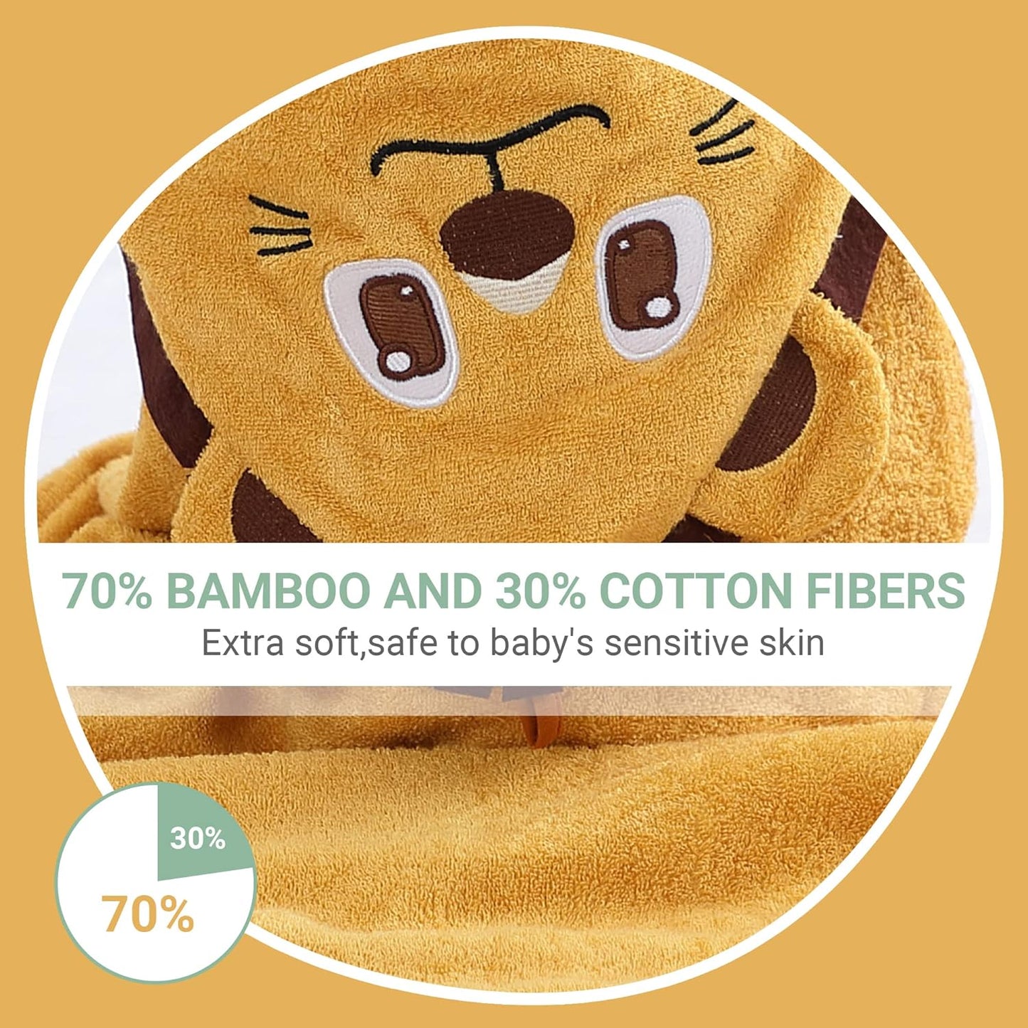MICHLEY Lion Bamboo Viscose Baby Hooded Towel Ultra-Soft