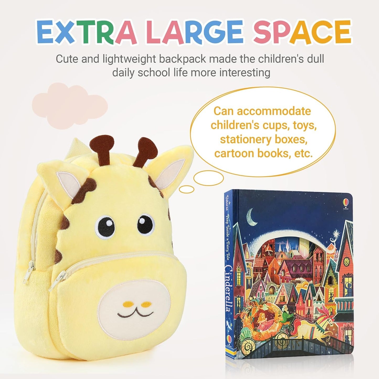 MICHLEY Kids Giraffe Plush Animal Backpack Soft Kindergarten School Bag