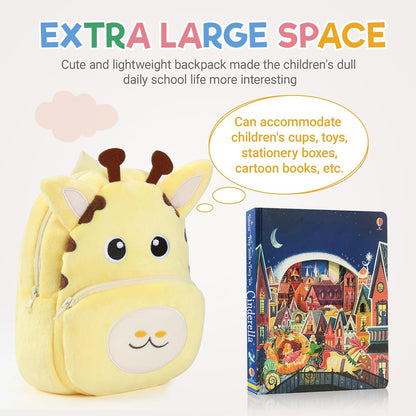 MICHLEY Kids Giraffe Plush Animal Backpack Soft Kindergarten School Bag