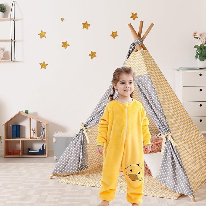 MICHLEY Yellow Duckling Toddler Flannel Sleep Sack with Feet