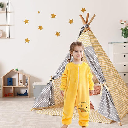 MICHLEY Yellow Duckling Toddler Flannel Sleep Sack with Feet