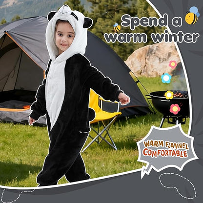 MICHLEY Kids Panda Hooded Romper Flannel Halloween Cosplay Pajamas Costume
