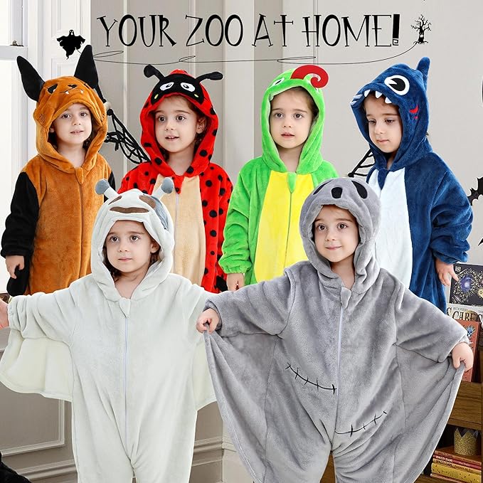 MICHLEY Baby Bat Hooded Romper Flannel Wings Costume