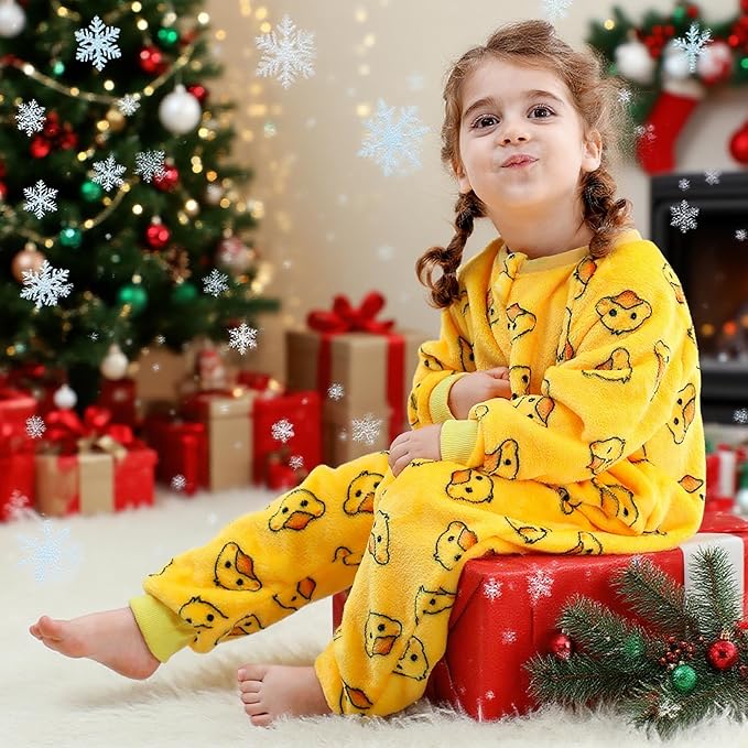 MICHLEY Cute Yellow Duck Toddler Flannel Sleep Sack with Feet