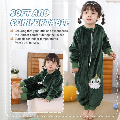 MICHLEY Kids Unicorn Dinosaur Sleeping Bag – Flannel Wearable Pajamas