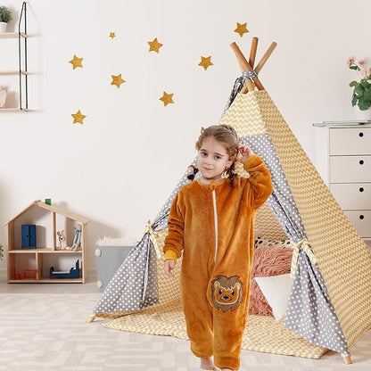 MICHLEY Lion Toddler Flannel Sleeping Bag with Feet - Cozy Winter Sleep Suit