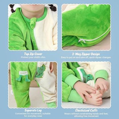 MICHLEY Kids Dinosaur Sleeping Bag – Flannel Wearable Pajamas for Toddlers