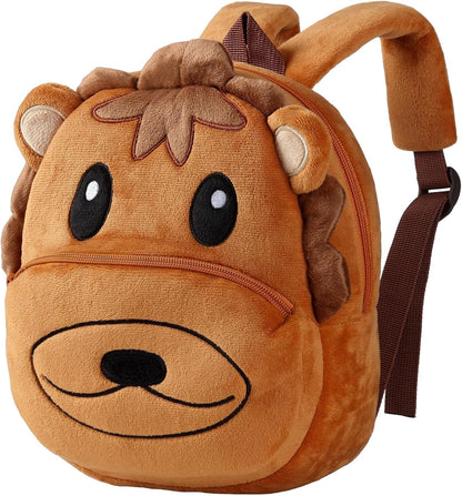 MICHLEY Kids Lion Plush Animal Backpack Soft Kindergarten School Bag