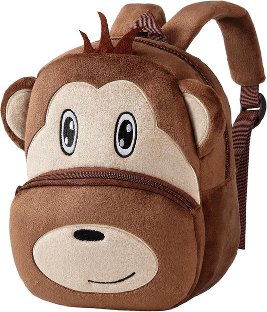 MICHLEY Kids Monkey Plush Animal Backpack Soft Kindergarten School Bag