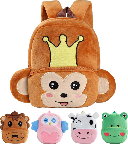 MICHLEY Kids Cute Crown Monkey Animal Backpack Mini Daycare Travel Bag