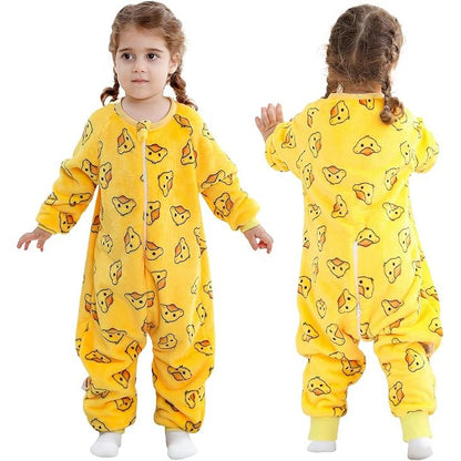 MICHLEY Cute Yellow Duck Toddler Flannel Sleep Sack with Feet
