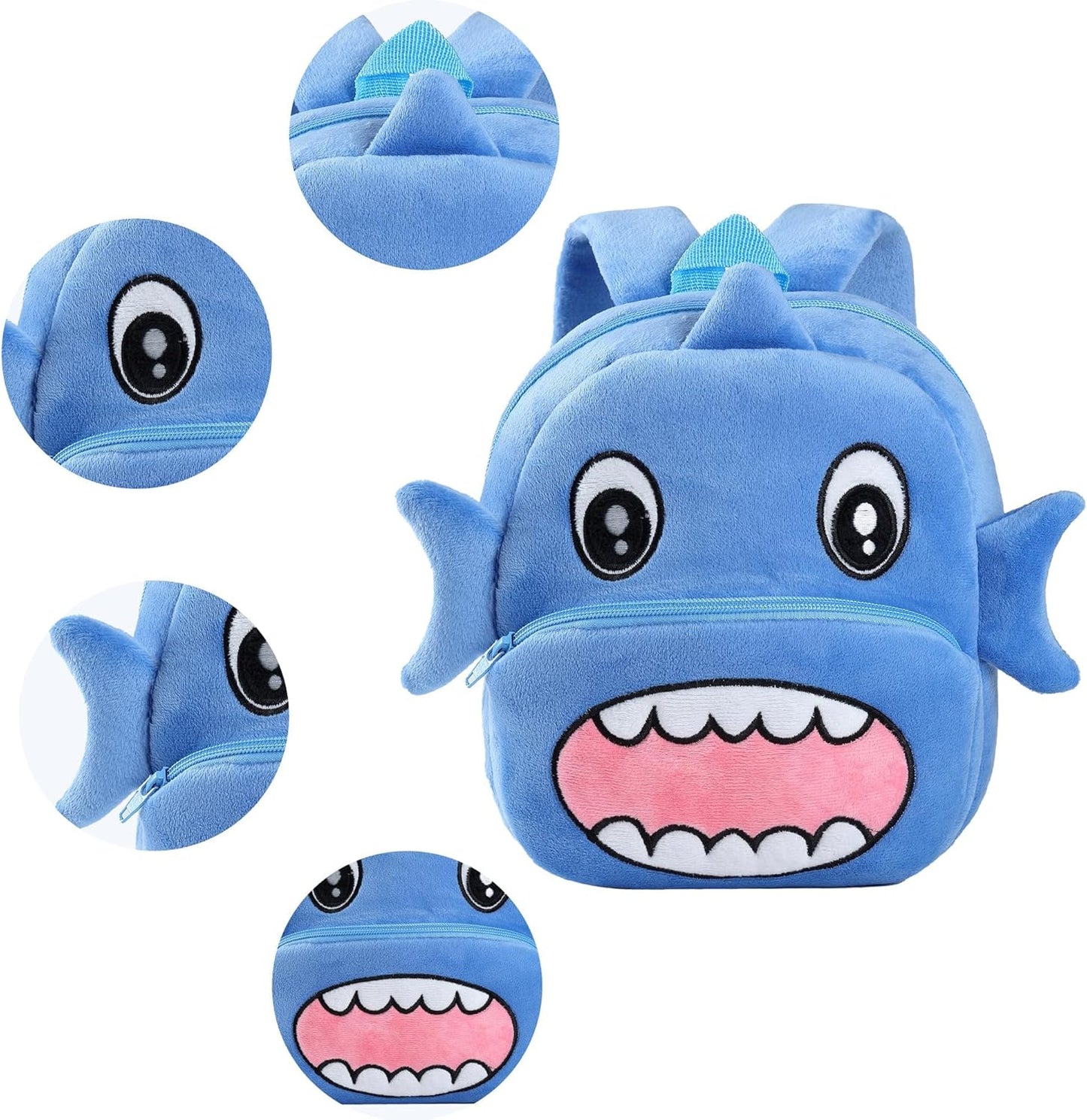 MICHLEY Kids Cute Blue Shark Animal Backpack Mini Daycare Travel Bag